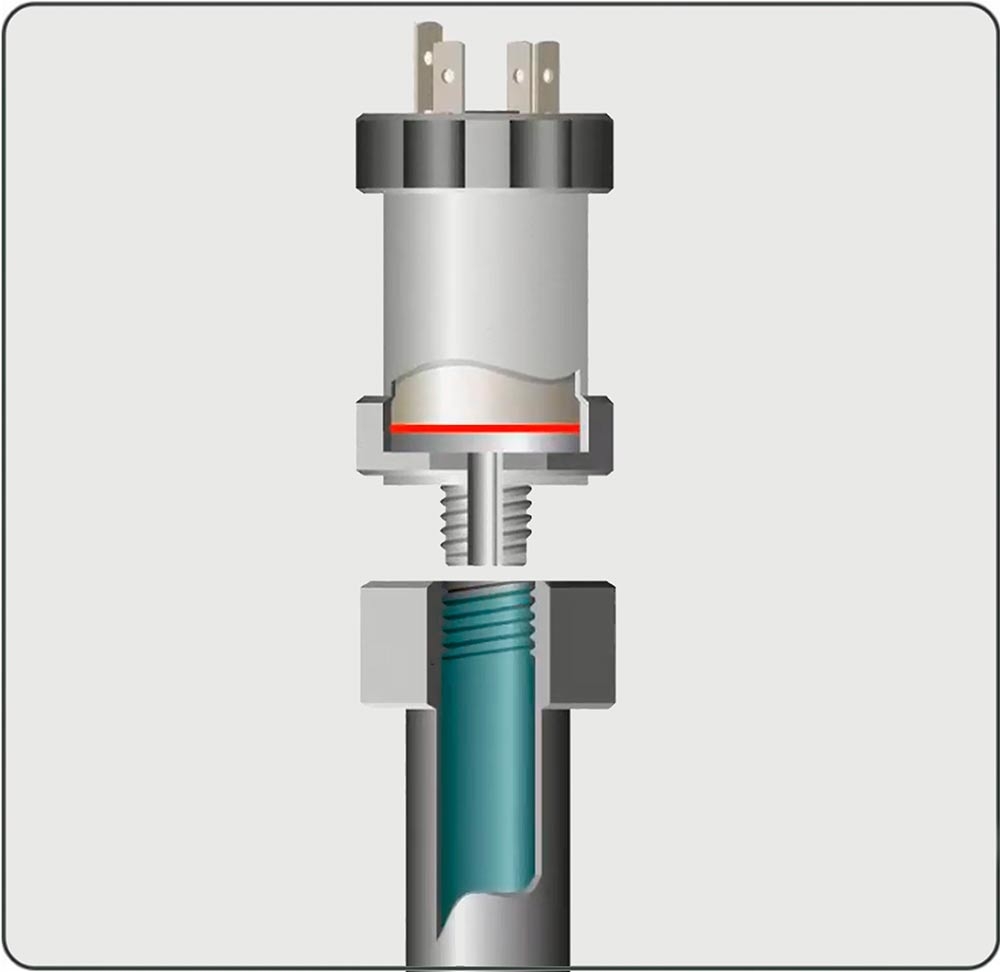 Do not attempt to screw in the transmitter into the enclosed cavity filled with liquid